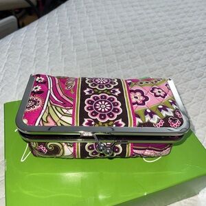 Vera Bradley Pink Purple Green Floral Quilted Kiss-Lock Clutch